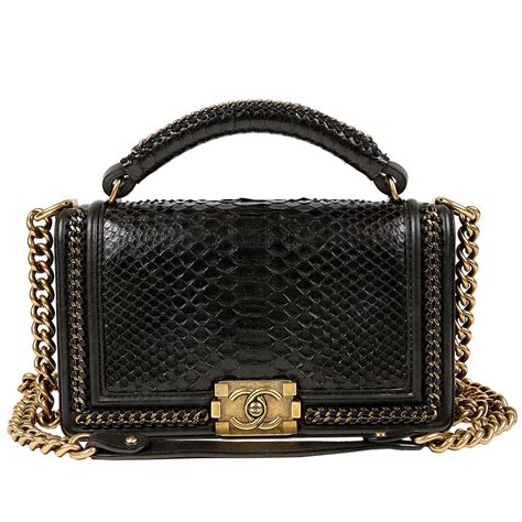 chanel black python medium boy bag with handle price|python Chanel handbags sale.